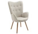 Fauteuil Scandinave Avec Un Revêtement En Tissu Accoudoirs Rembourés Et Des Pieds En Bois Massif