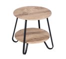 Table D'appoint Scandinave Ronde Bouts De Canapé Design À 2 Niveaux Guéridon, Beige