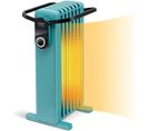 Radiateur Bain D'huile 1500 W Mobile - 3 Puissance 5-35°c, 7 Eléments, Racks De Serviettes,bleu Vert