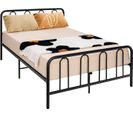 Cadre De Lit Métal 140x200cm Avec 9 Pieds Pour Adulte Simple Double,noir