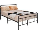 Cadre De Lit Métal 160x200cm Avec 9 Pieds Pour Adulte Simple Double,noir