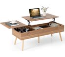 Table Basse Relevable Avec 2 Plateau Relevables Et 2 Compartiments Cachés