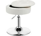 Tabouret De Bar Similicuir Pivotante à 360° Hauteur Réglable 51-66 Cm, Barbier Blanc