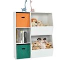 Bibliotheque Enfant Avec 3 Cubes Et 2 Grandes Boîtes Ouvertes, Chambre, 77 X 35 X 93 Cm Blanc