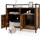 Meuble Litiere Chat Griffoir Amovible Industriel, 89x45x74,5cm Café