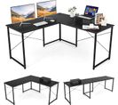 Bureau D'angle En L Réversible Avec Support De Moniteur -assemblage Facile-150 X 150 X 74 Cm Noir