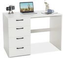 Bureau Droit Avec 4 Tiroirs Mdf Finition Mélaminé - L110 X P60 X H76 Cm- Brillance Blanche