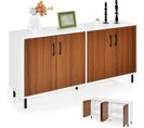 Buffet Bas - 4 Portes, 5 Pieds Métalliques -148x40x75,5cm- Meuble De Rangement