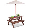 Table De Pique-nique Pour Enfants Avec Parasol Amovible, 89x79x50cm (naturel)