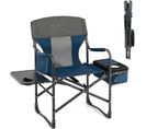Chaise De Camping Pliante Avec Table Latérale Et Sac Isotherme Charge 180kg(bleu)