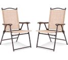 Lot De 2 Chaises De Jardin Pliantes En Textilène Et Métal, Fauteuil Jardin Avec Accoudoirs, Dossier