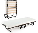 Lit Pliant 1 Personne Adulte 199x78cm Avec Matelas En Mousse Et Cadre En Métal, Lit D’apoint Pliable