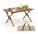 Table De Camping Pliante En Aluminium à Latte Enroulable,charge 50kg 89x59x45cm (naturel)