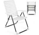 Chaise De Jardin Extérieur À Dossier Réglable ,charge 120 Kg, Blanc