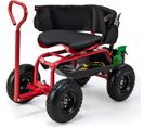 Siège De Jardin Roulant Pour Travail Avec Poignée Extensible, Chariot Jardinage Charge 135kg