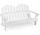 Chaise De Jardin Adirondack 2 Places Pour Enfants Avec Dossier 110°et Accoudoirs,charge 100kg, Blanc