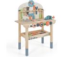 Jouet D'etabli En Bois Pour Enfants Avec 8 Outils Et 53 Accessoires(60x30x79cm)