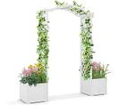 Arche De Jardin Avec Jardinière En Bois Avec Treillis, Pergola Extérieur(blanc)