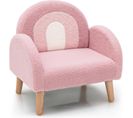 Fauteuil Enfant En Peluche Avec Dossier et Accoudoir Confortable, Canapé Chaise Enfant En Bois