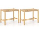 Lot De 2 Tabourets De 45 Cm, Siège En Papier Tissé Et Pieds  Jardin (56 X 36 X 45 Cm)