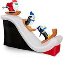 Décorations Gonflables De Noël De 280 Cm, Décorations De Fête Père Noël Skieur Et Pingouins