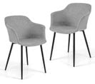 Fauteuil Scandinave Lot De 2, Fauteuil Salon Rembourrées Avec Accoudoirs,charge 150 Kg (gris Clair)