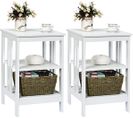 Table De Chevet Lot De 2, Table D'appoint Chevet Pour Chambre, Salon, 40x40x61cm (blanc)