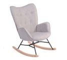 Fauteuil À Bascule En Tissu Gris Scandinave, Rocking Chair, pour Salon, Chambre