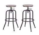 Lot De 2 Tabourets De Bar Hauteur Réglable 69-77cm Pivotant Imitation Chêne Siège Style Industriel