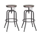 Lot De 2 Tabourets De Bar Hauteur Réglable 69-77cm Pivotant Imitation Noyer Siège Style Industriel