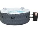 Spa Gonflable Avec Appuie-tête, Porte-gobelets, 180 X 68 Cm, Spa Rond Portable à 4 Personnes Gris