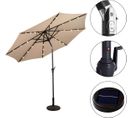 Parasol De Jardin Dia 300 Cm/parasol Déporté Et Inclinable De Jardin Avec 24 LED Beige