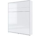 Lenart Armoire Lit Escamotable Vertical 160x200 Cm Blanc Brillant Lit Rabattable Lit Mural"consus"