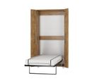 Armoire Lit Escamotable Vertical 90x200 Cm Chêne Foncé Avec Porte Lit Rabattable Lit Mural Todor