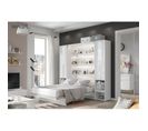 Armoire Lit Escamotable +2 Placards Tiroir Vertical 90x200 M Blanc Brillant Tiroir Lit Mural"consus"