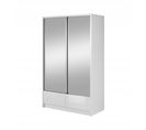 Armoire Placard 134x62x214cm Porte Coulissante Tiroirs Miroir Étagères Blanc Brillant Ariana2