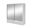 Armoire Placard 214x62x214cm Porte Coulissante  Tiroirs Miroir Étagères Blanc Brillant Ariana2