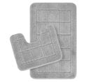 Set De 2 Tapis De Salle De Bain Lavable Antidérapant Gris 80x50/40x40