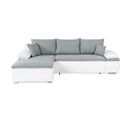 Canapé D'angle Réversible Convertible + Coffre - Simili Blanc Et Tissu Gris - L 274 X P 184 Cm