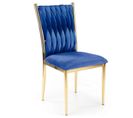 Chaise De Salle à Manger En Velours Bleu Avec Dossier Capitonné Et Pieds En Métal Doré Clytia