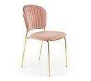 Chaise Design En Velours Rose Avec Fine Structure En Métal Doré Rest