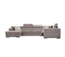 Canapé d'angle U convertible relax gauche QUARTZ tissu beige