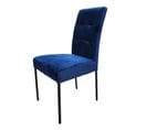 Chaise Nanda Velours Bleu Pieds Métal Noir - Bleu Indigo