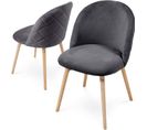 Lot De 2 Chaises De Salle À Manger En Velours Pieds En Bois Hêtre Style Moderne Chaise Scandinave