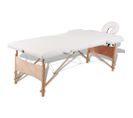 Table Pliable De Massage Blanc 2 Zones Avec Cadre En Bois Crème 02_0001874