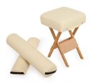 Kit Massage Pro Tabouret + Coussin Demi-cylindre + Coussin Rouleau Beige 08_0000470