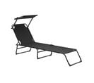 Bain De Soleil Transat Chaise Longue Pliable Avec Pare-soleil Acier Pvc Polyester 187 Cm Noir 03_00