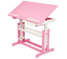 Bureau Enfant Meuble Réglable En Hauteur Et Inclinable Rose 0508097