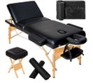 Table De Massage Pliante 3 Zones, Tabouret, Rouleau + Housse Noir 2008142