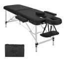 Table De Massage Pliante 2 Zones Aluminium Portable + Housse Noir 2008135